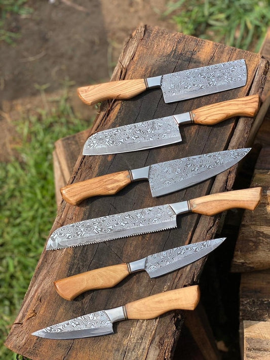 Beautiful Custom Handmade Damascus Steel chef set
Overall length