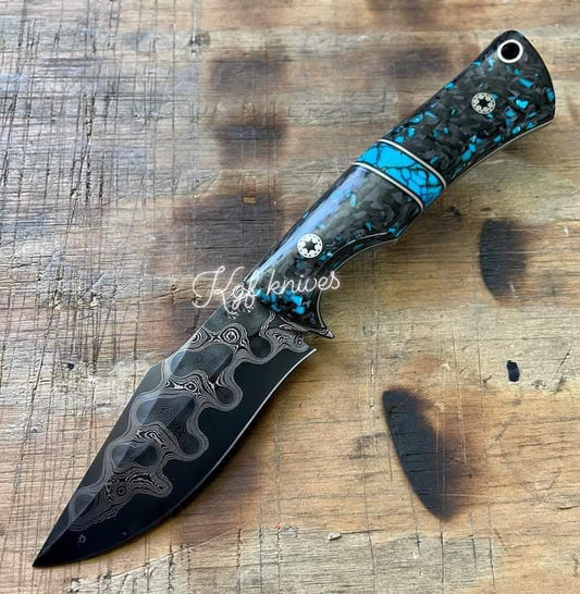 9” inches Beautiful Custom Handmade Damascus steel skinning knife