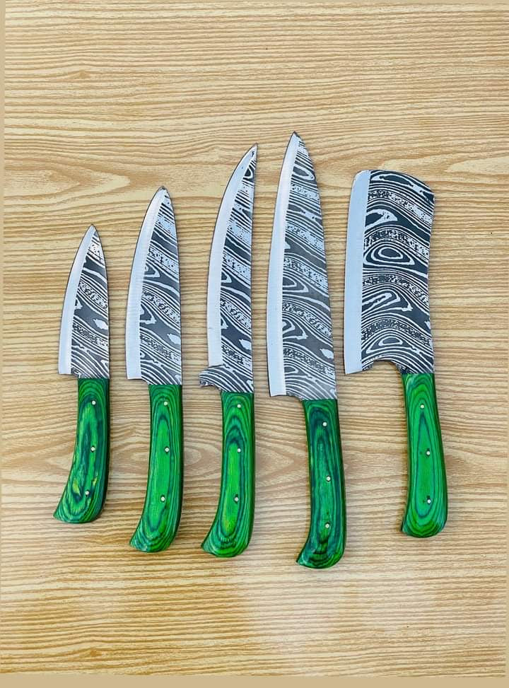 13”inches Beautiful Custom Handmade Damascus Steel chef set
Overall length