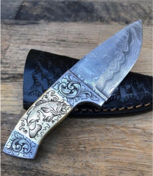 8” inches Beautiful Custom Handmade Damascus steel
steel Skinning knife