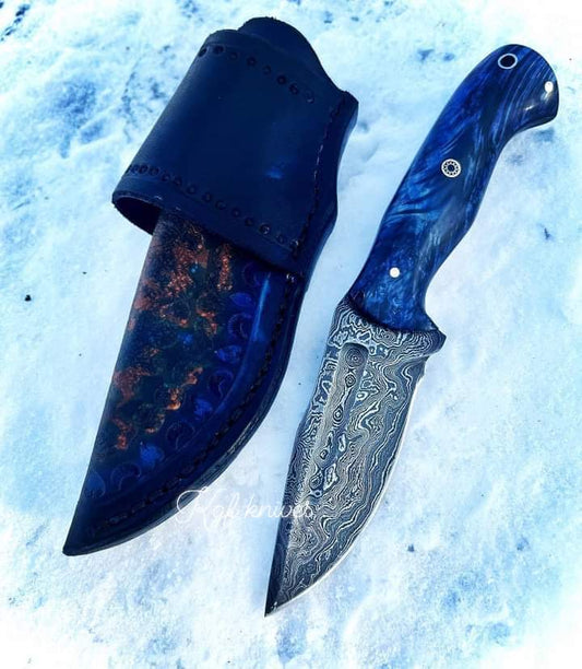 9” inches Beautiful Custom Handmade Damascus Steel skinning knife🔪