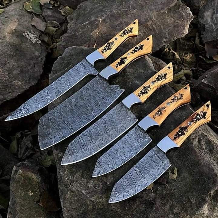 13” inches Beautiful Custom Handmade Damascus Steel chef set
Overall length