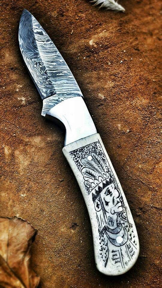 8”inches Beautiful Custom Handmade Damascus steel
steel Skinning knife