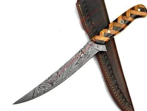 13 inches Beautiful Custom Handmade Damascus Steel fishing Fillet Knife