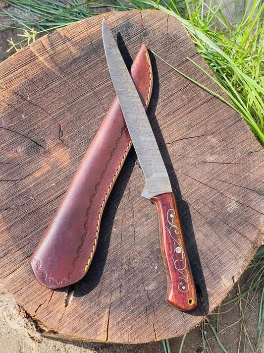 13"inchesBeautiful Custom Handmade Damascus steel fillet fishing knife