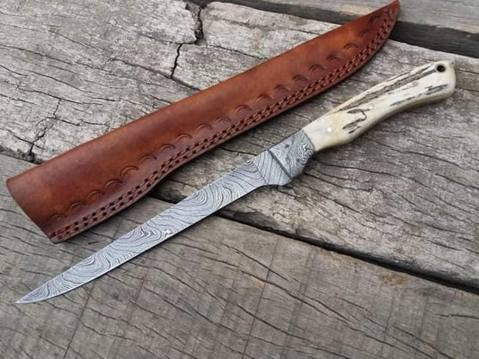 13" inches Beautiful Custom Handmade Damascus Steel Fishing Fillet knife