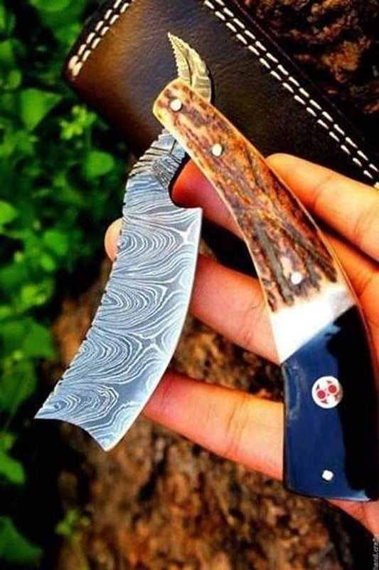 New Custom Handmade Damascus Steel EDC Straight Razor