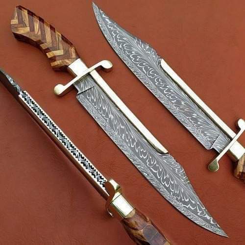 15" inches Beautiful Custom Handmade Damascus steel Hunting knife❤