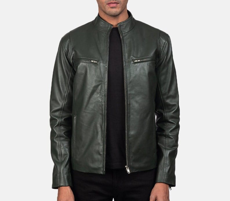 Beautiful Handmade ❤ Green Leather Jacket, Men's Leather Jacket