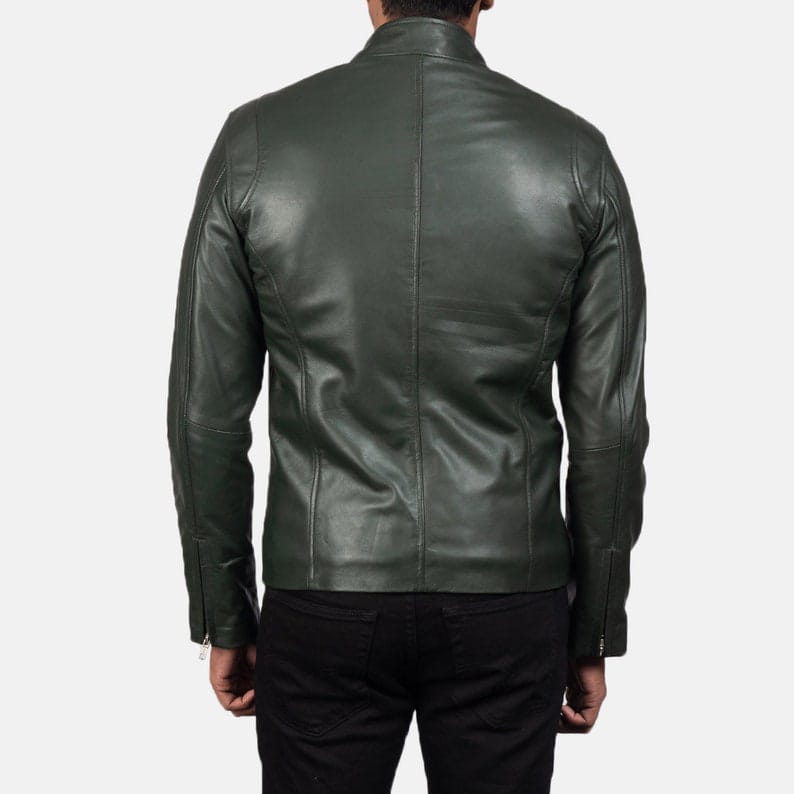 Beautiful Handmade ❤ Green Leather Jacket, Men's Leather Jacket