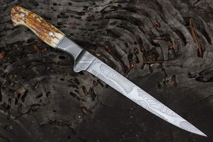 13" inches Beautiful Custom Handmade Damascus Steel Fishing Fillet knife