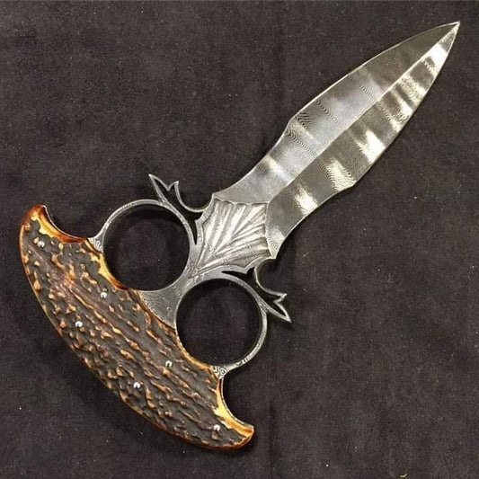 9" inches Beautiful Custom Handmade Damascus Steel Neck knife🔪