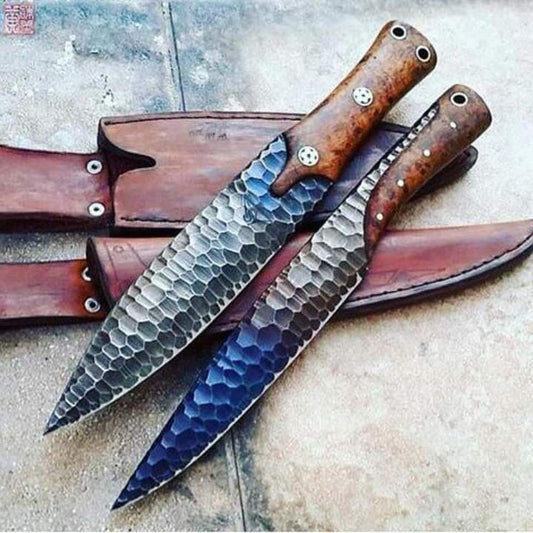 14" inches of both knives New custom handmade High carbon 1095 steel Bowie and cheif knives