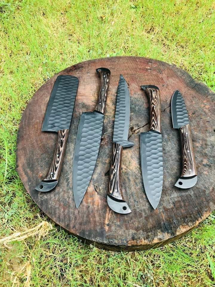 05 PCS Beautiful Custom Handmade High Carbon Steel Chef Set Knives ❤